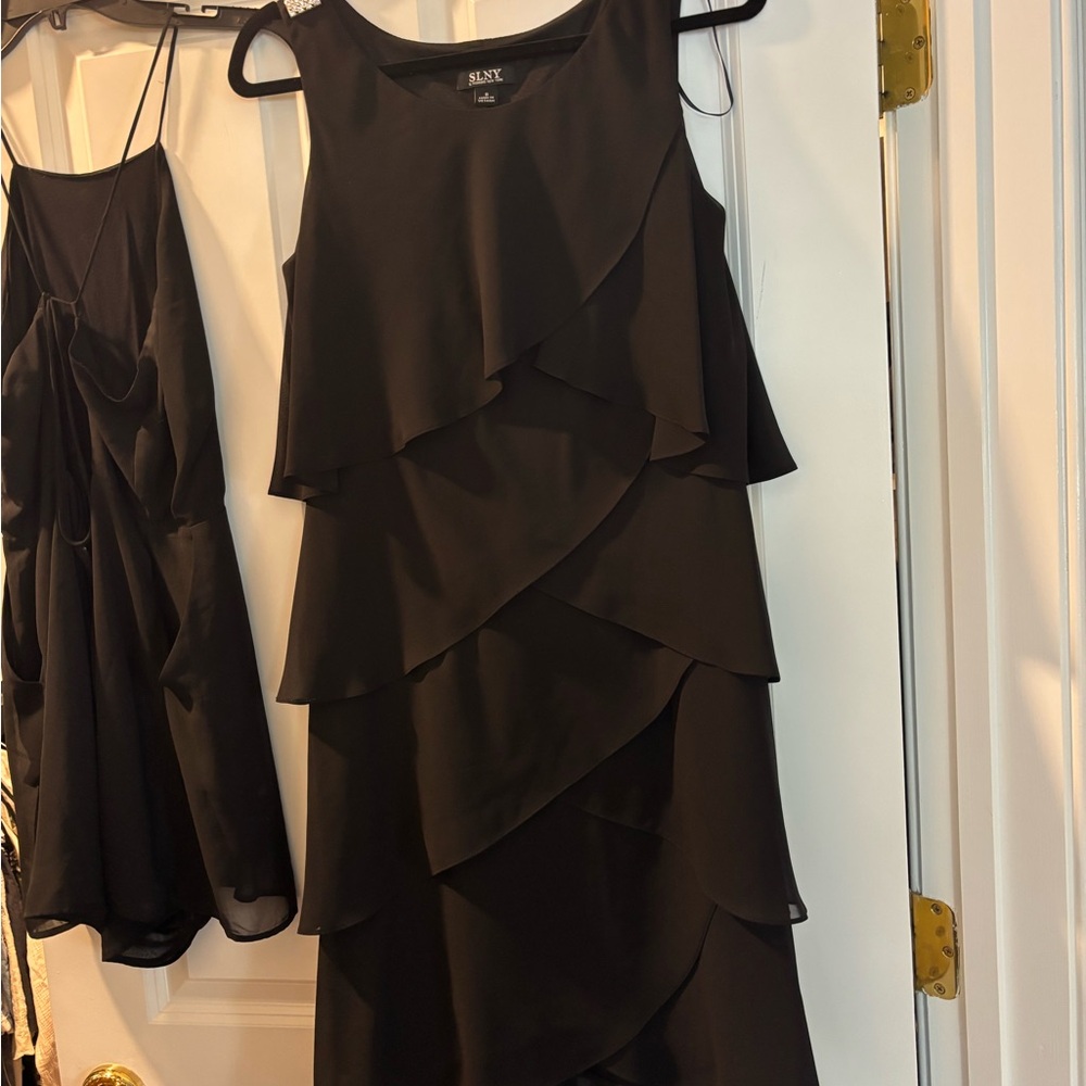 Black ruffle SLNY size 8 dress